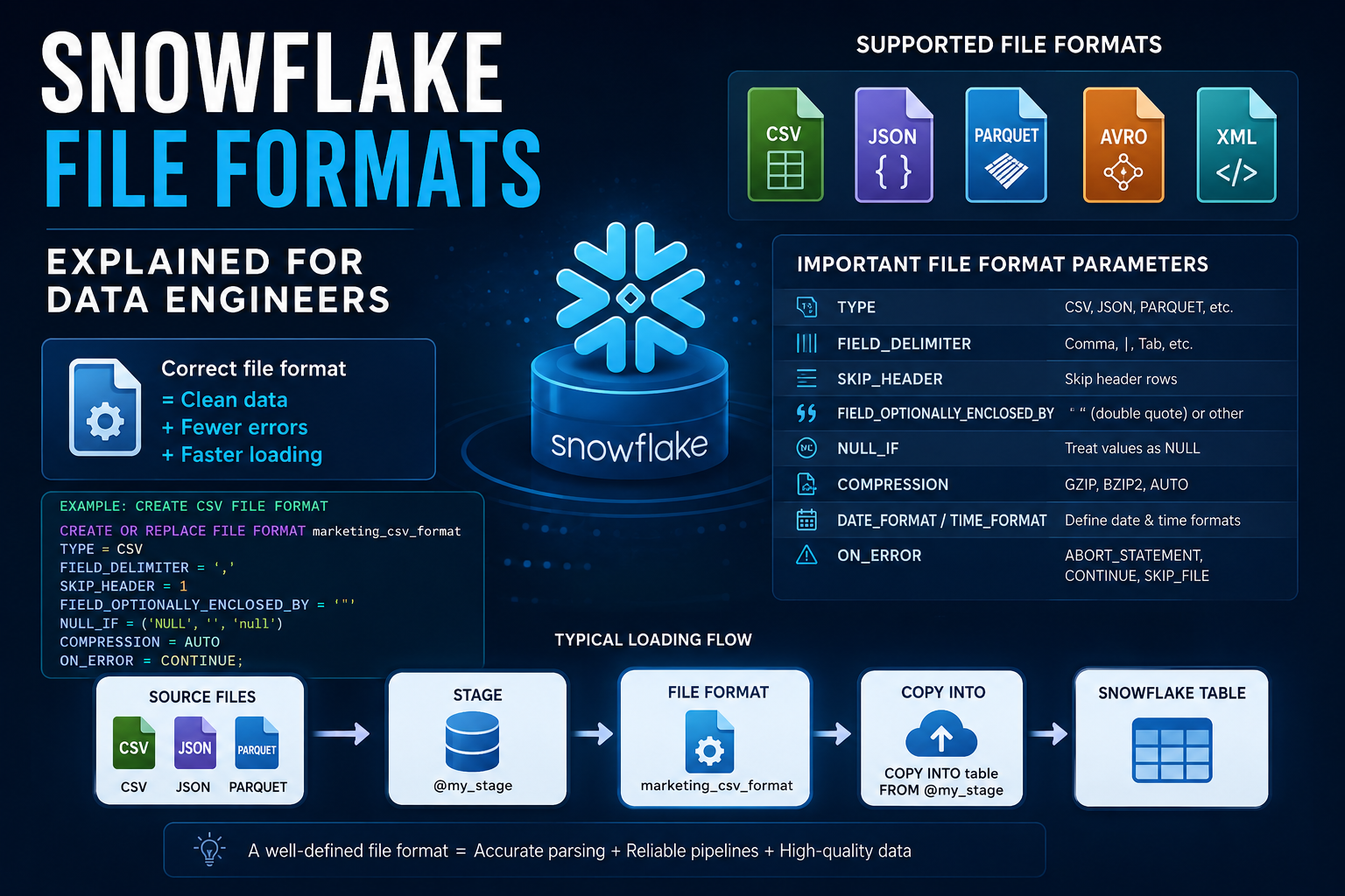 Snowflake File Formats Explained for Data Engineers